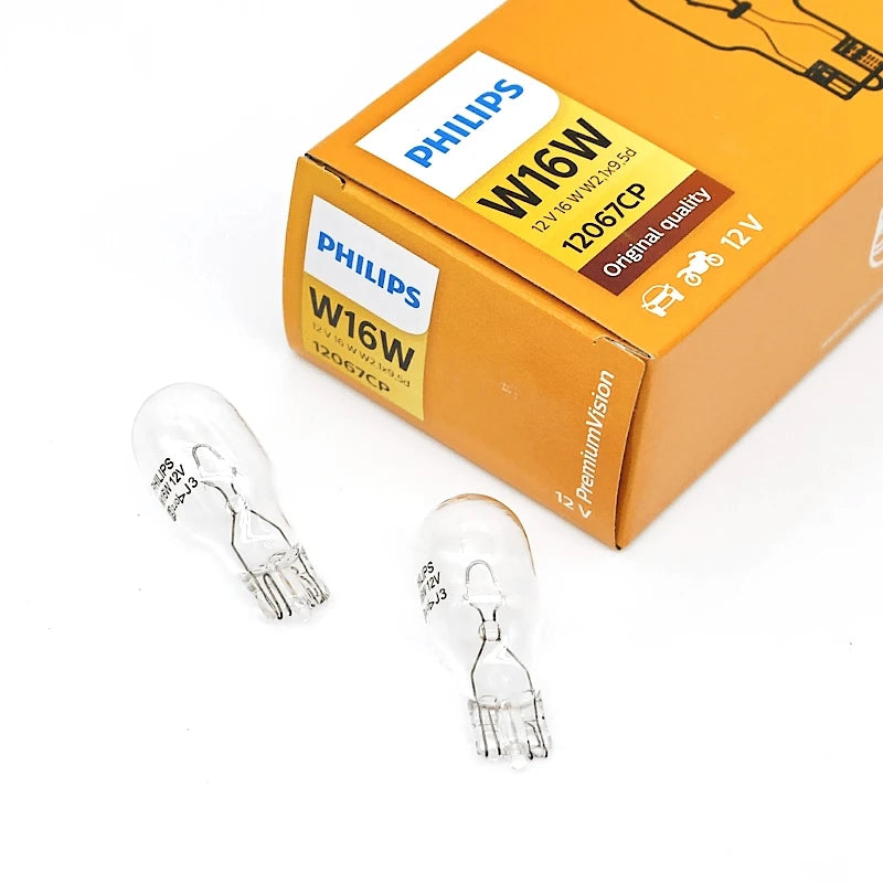 Philips 12V W16W W2,1x9,5d Vision Original Car Reverse Bulb Brake Lamp Standard Signals Re
