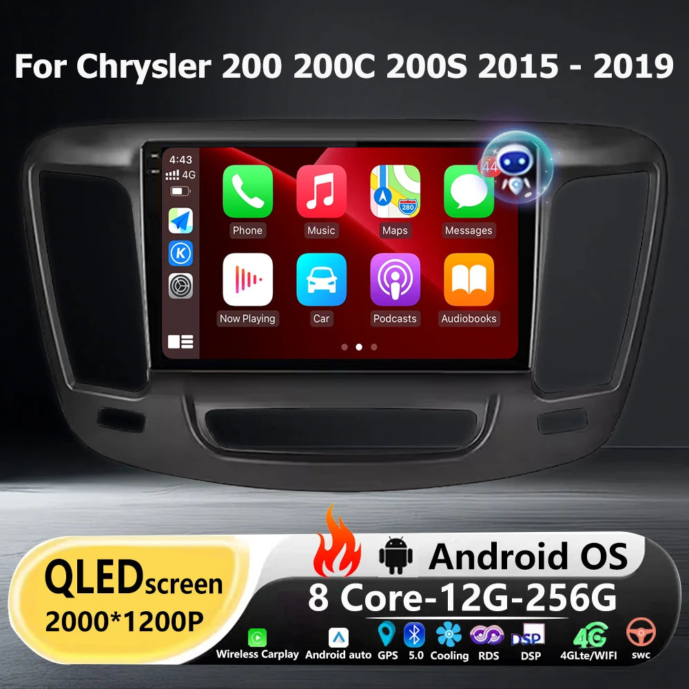 Wireless Carplay For Chrysler 200 200C 200S 2015-2019 Android 16 Auto Car Radio Multimedia