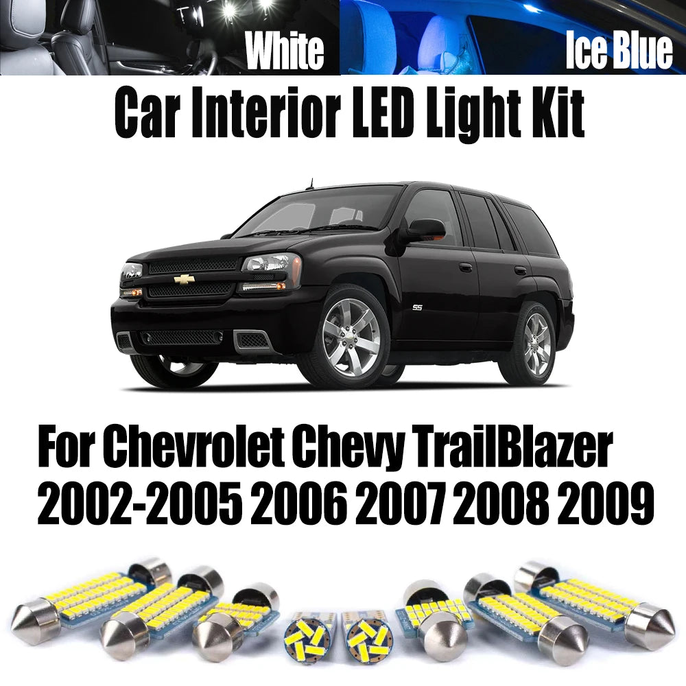 14-Piece LED Interior Light Kit for Chevrolet Chevy TrailBlazer 2002-2009 - Canbus Dome Map Door Trunk Bulbs | AUTOKI...