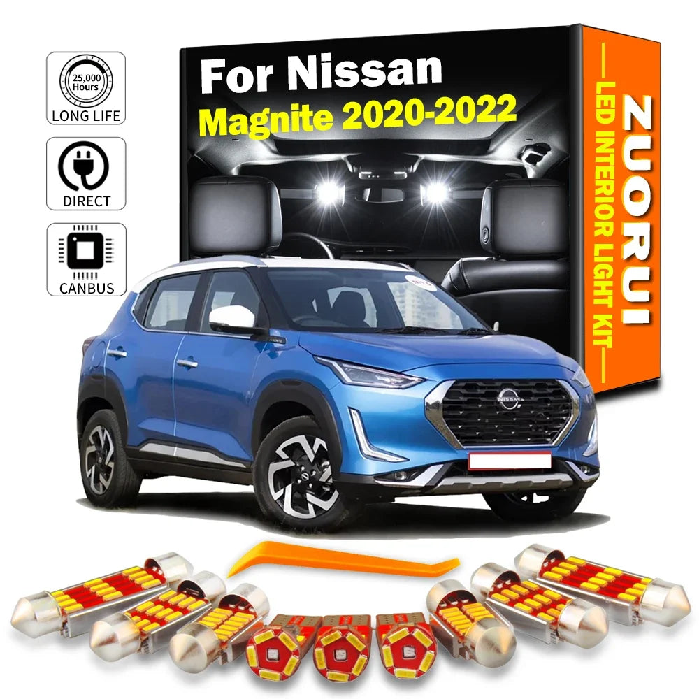 10-Piece LED Interior Light Kit for Nissan Magnite - Canbus Error-Free Bulbs | AUTOKITSHOP