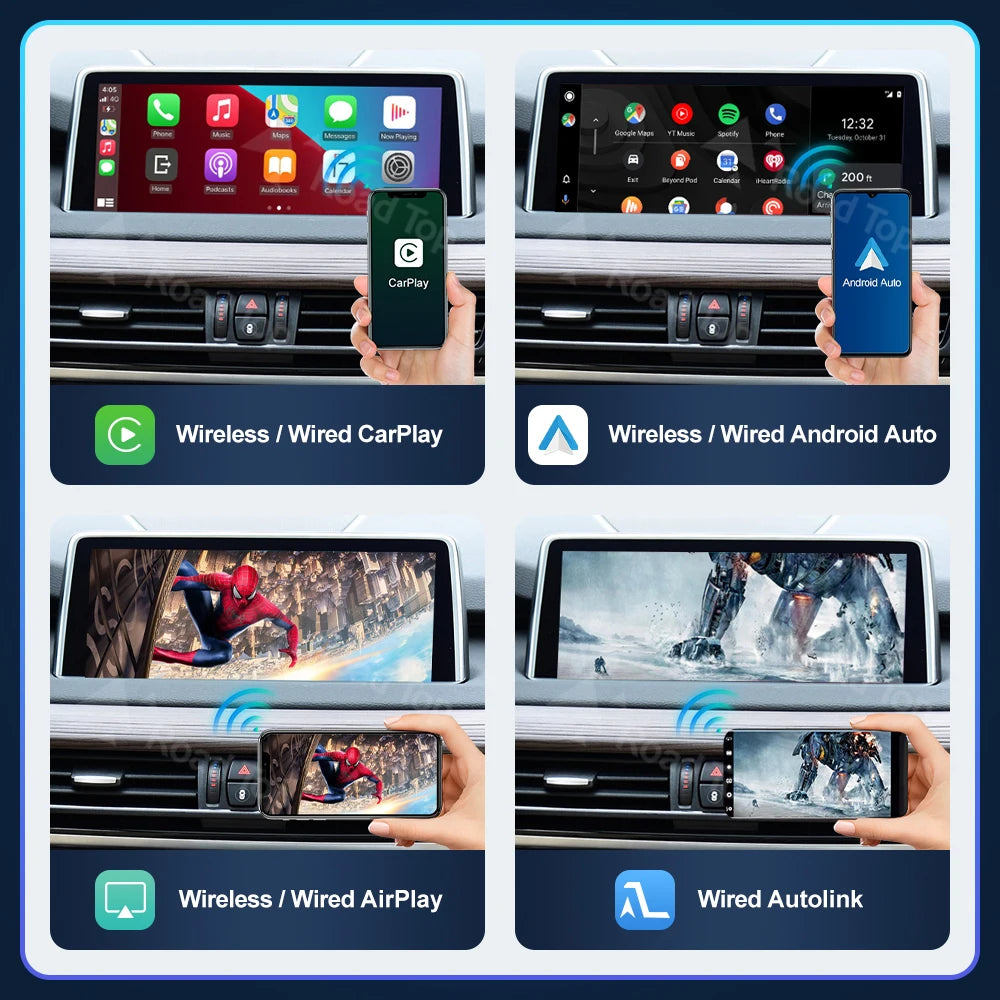 Road Top Wireless CarPlay Android Auto for BMW NBT EVO X5 F15 X6 F16 2014-2020 X1 F48 2016 | AUTOKITSHOP