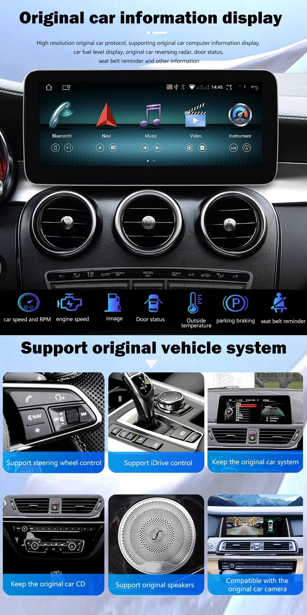 CarPlay Android Auto 12.3 Inch For Mercedes Benz B Class W246 2011-2018 Car Player Multime