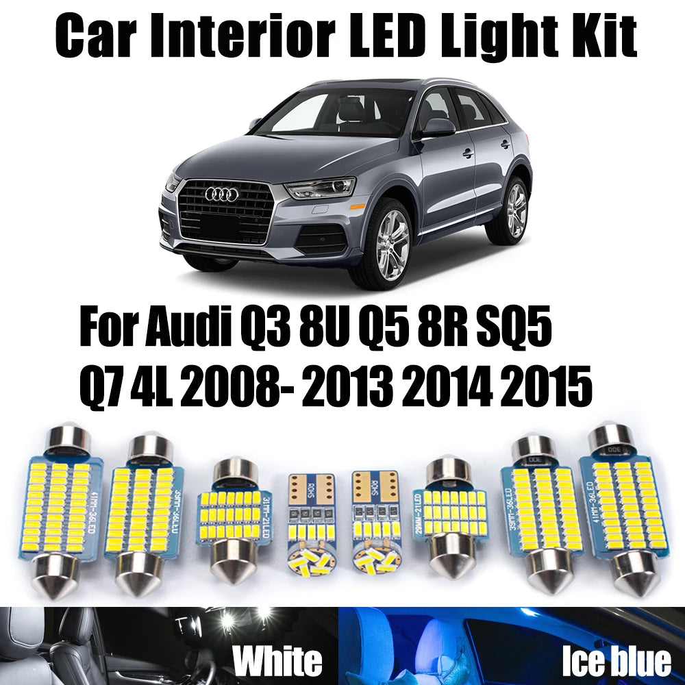 LED Interior Light Kit for Audi Q3 8U Q5 8R SQ5 Q7 4L 2008- 2014 - Canbus Dome Map Door Trunk Bulbs | AUTOKITSHOP