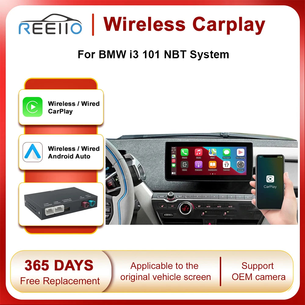 AUTOABC Wireless CarPlay for BMW i3 I01 NBT System 2013-2017 with Android Auto Mirror Link