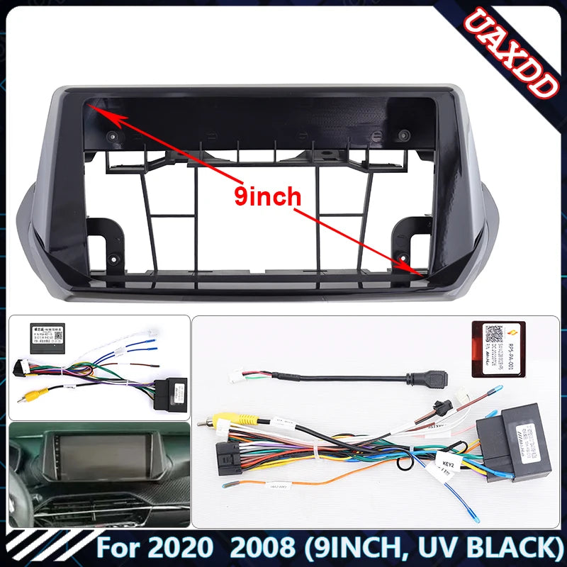 2 Din Car Dashboard Frame CAR DVD Frame Radio Panel Frame Navigation Panel for Peugeot 202