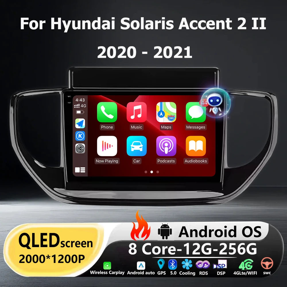 Android 16 Auto For Hyundai Solaris Accent 2 II 2020 - 2021 Car Radio Multimedia Video Pla