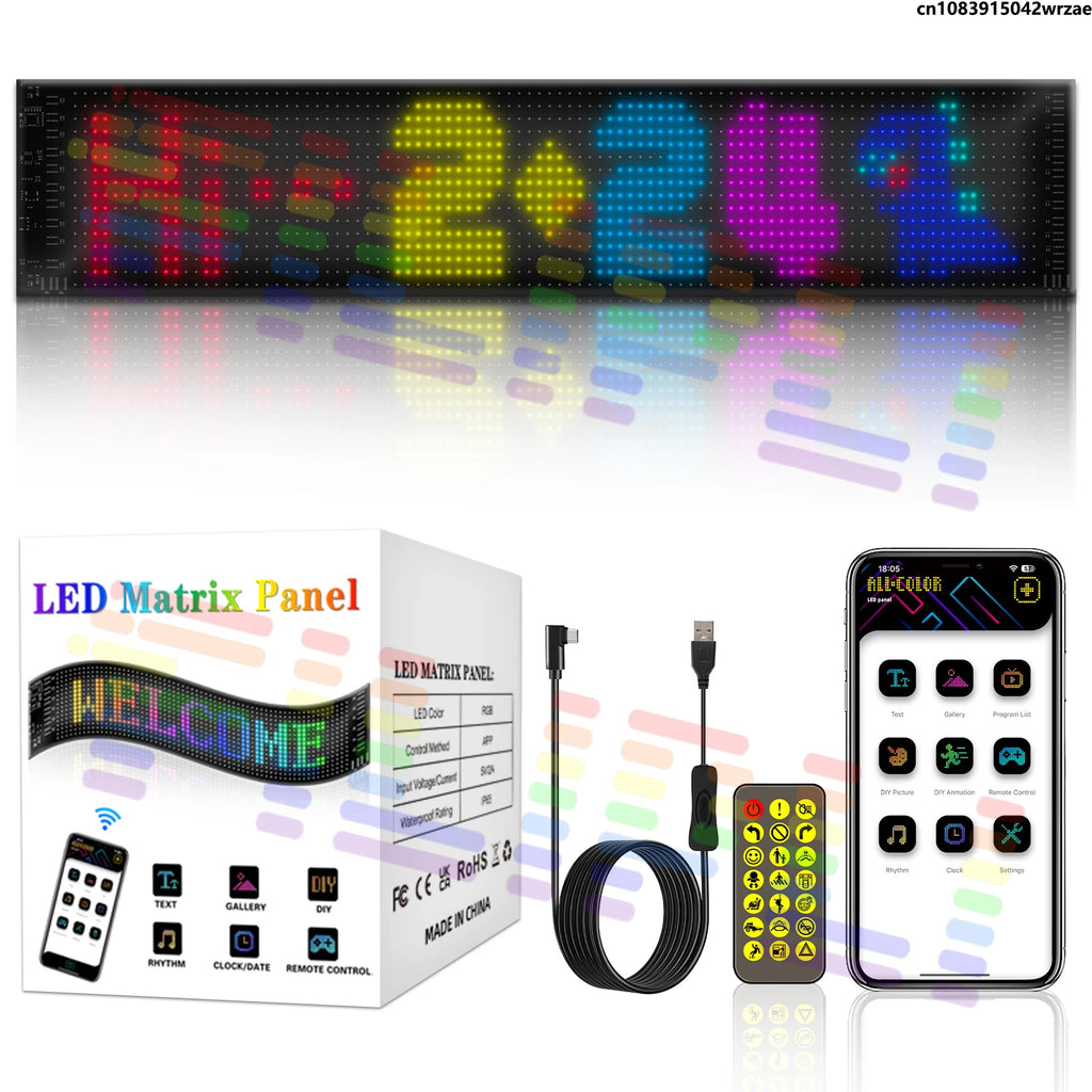 Double Row LED Matrix Panel, Smart App Control Programmable Flexible Scrolling Display for | AUTOKITSHOP