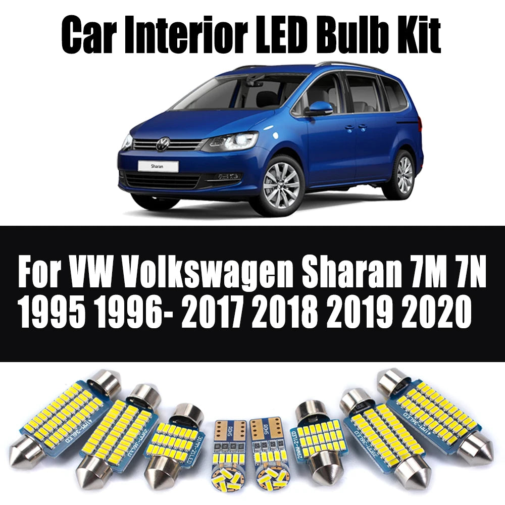 LED Interior Light Kit for VW Volkswagen Sharan 7M 7N 1995 - 2017 - Canbus Dome Map Door Trunk Bulbs | AUTOKITSHOP
