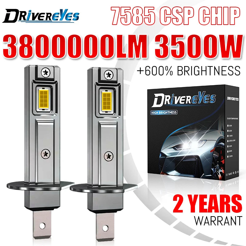 3800000LM 3500W H1 LED Headlight 3000K 6000K 1:1 Fanless Mini Car Headlamp Plug&Play 16PCS