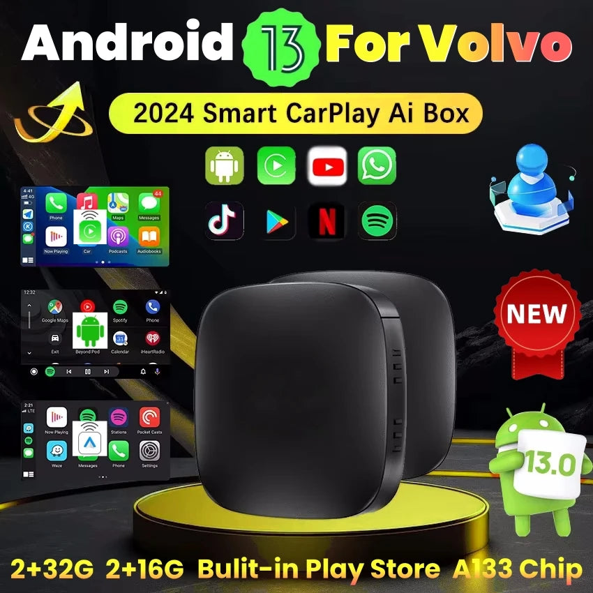 Android 13 Car Smart AI Box Wireless Carplay Adapter Android Auto For Netflix Youtube For  | AUTOKITSHOP