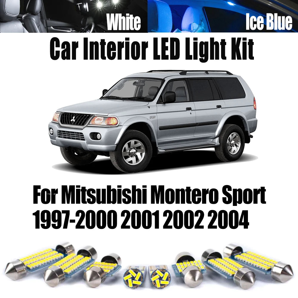 13-Piece LED Interior Light Kit for Mitsubishi Montero Sport 1997- 2002 - Canbus Dome Map Door Trunk Bulbs | AUTOKITSHOP