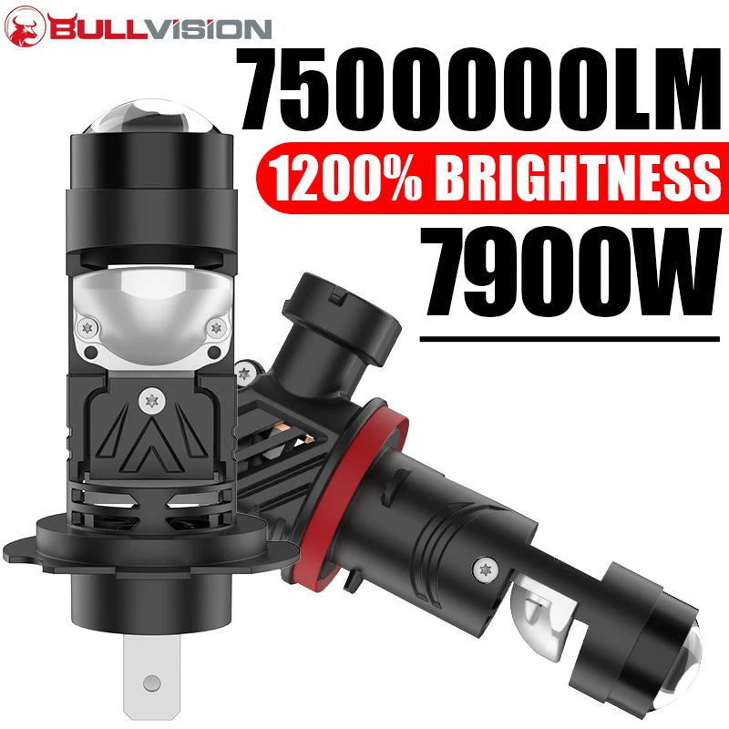H7 LED H4 H8 H9 H11 9005 HB3 9006 HB4 Projector Lens 7500000LM 6500K High Low Beam For Lef