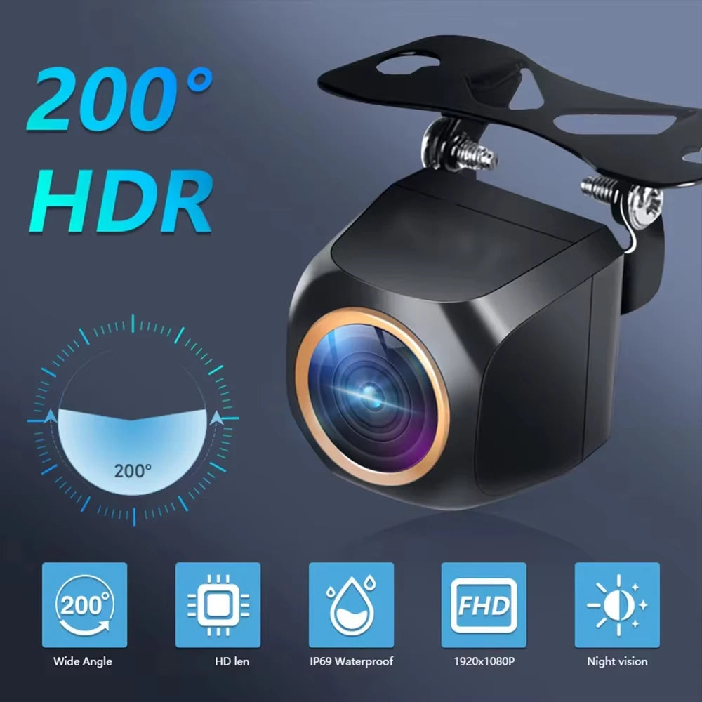 AHD 1920x1080P Car Rear View Camera 200° Fisheye Golden Lens Full HD Night Vision Vehicle  | AUTOKITSHOP