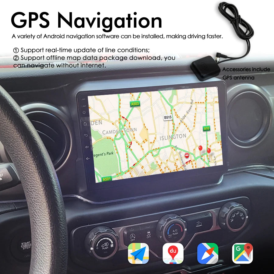 Android 14 AI Voice Car Radio GPS Navigation For Jeep Wrangler 4 JL 2018 2019 Multimedia V