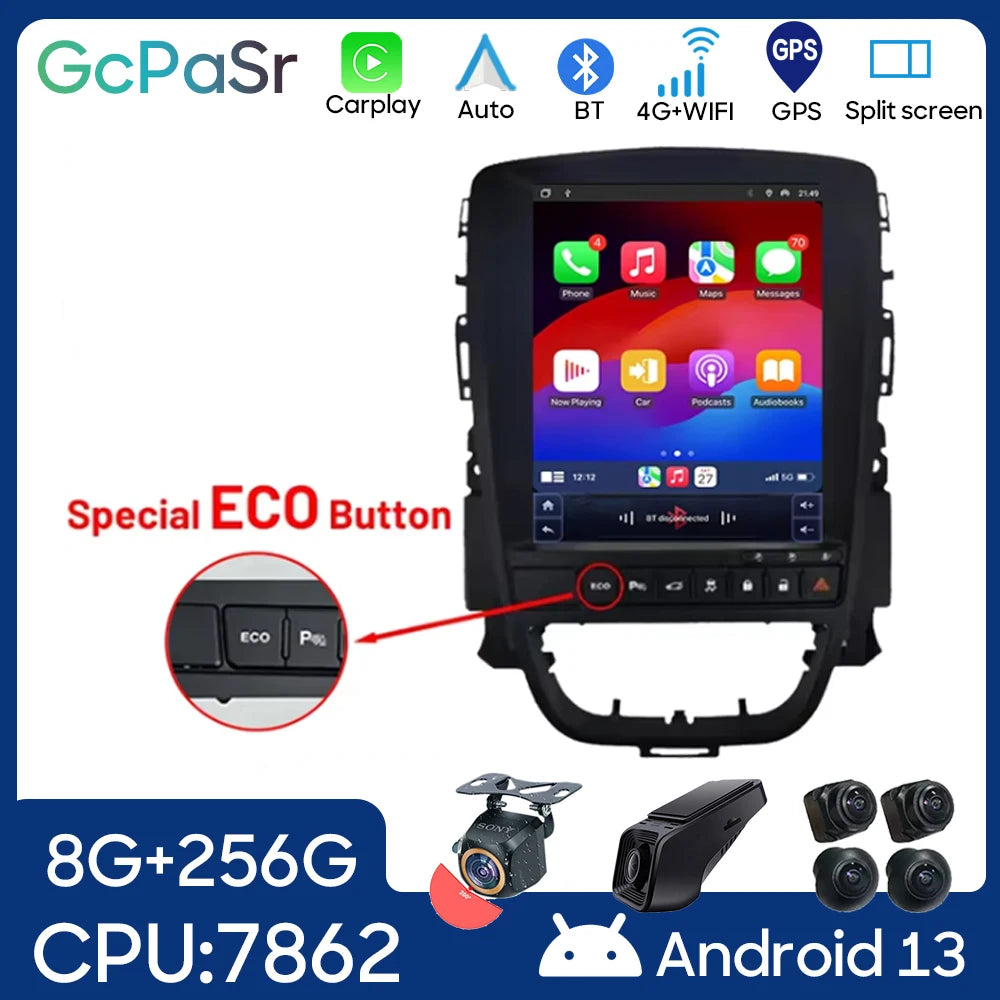 WIFI Carplay Vertical Wireless Android Auto For Opel Astra J 2009-2015 Car Radio 9.7 inch