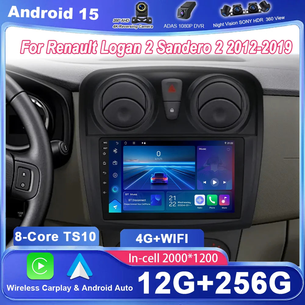 Car Android GPS Navigation For Renault Logan 2 2012 - 2022 Sandero 2 2013 - 2022 Auto Radi