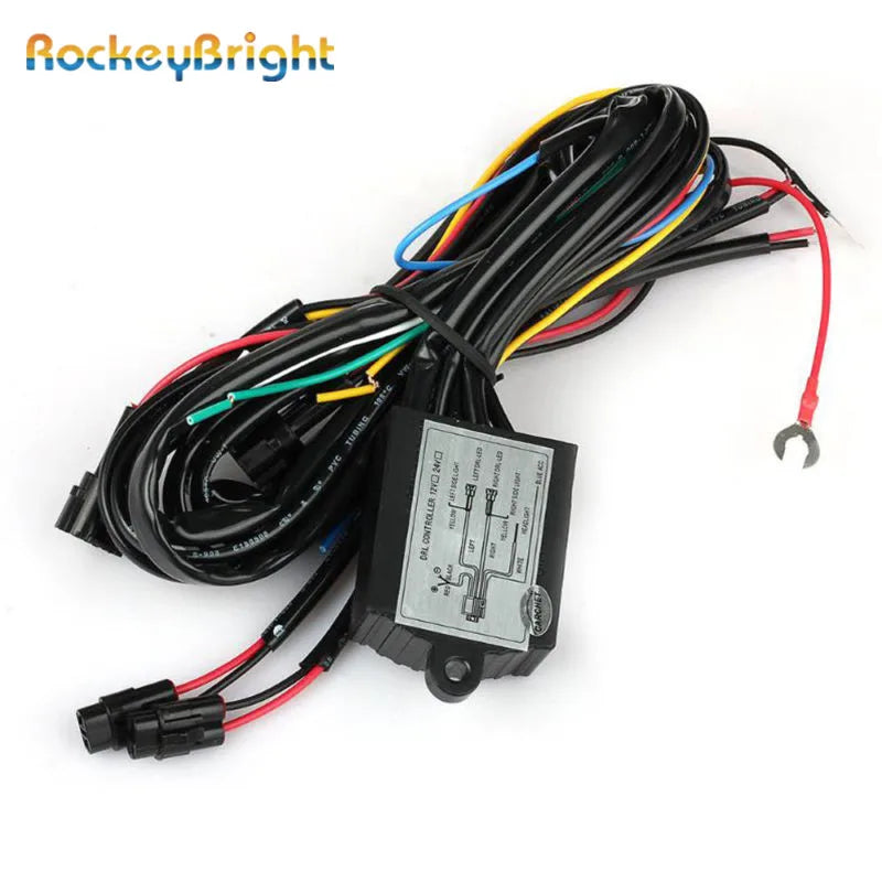 Rockeybright 1-2 LED Daytime Running DRL Fog Light Relay Harness Control On Off Dimmer Car