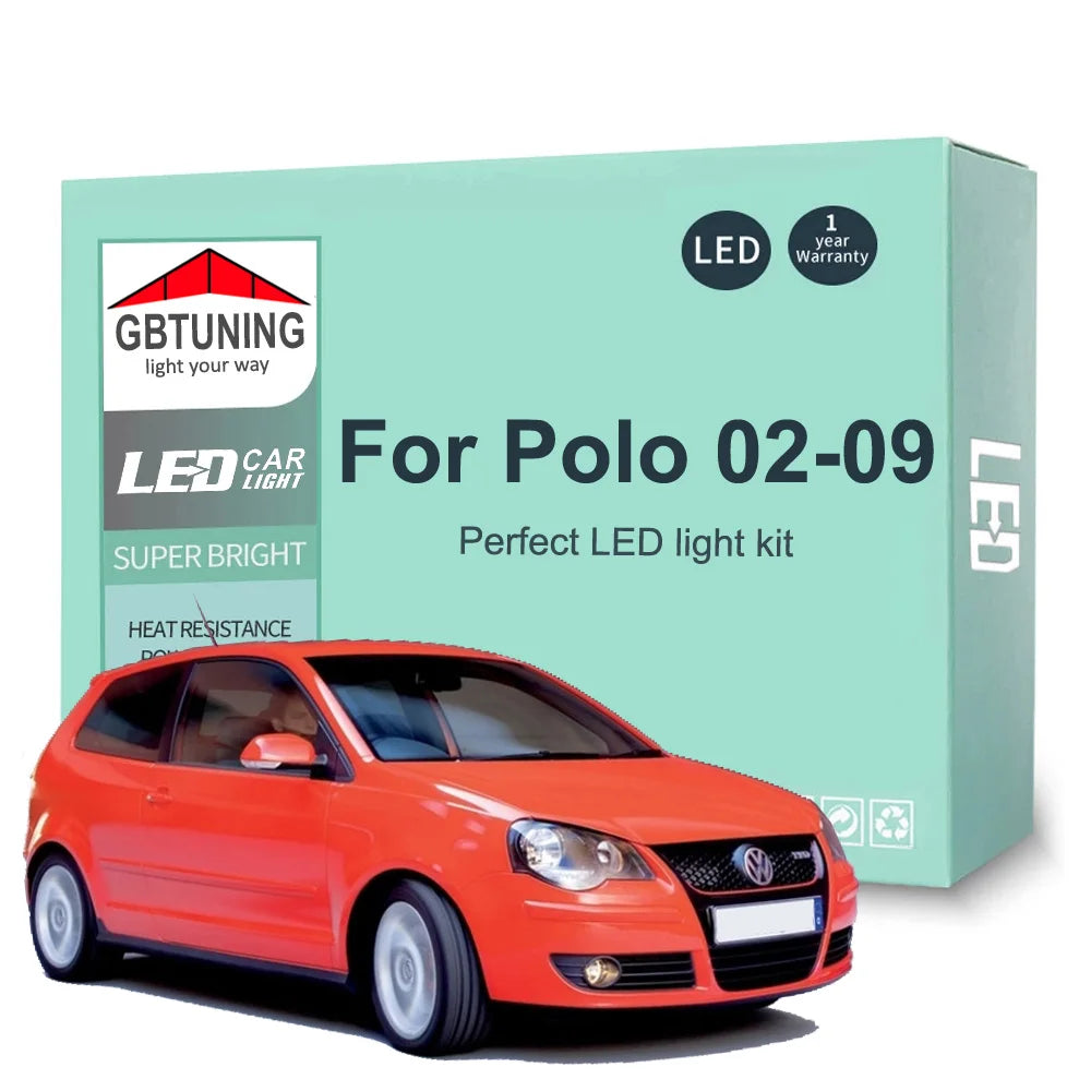 10-Piece LED Interior Light Kit for VW Volkswagen Polo MK4 9N 9N3 - Canbus Error-Free Bulbs | AUTOKITSHOP