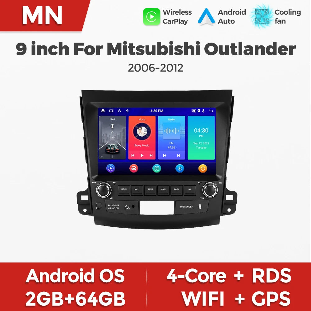 MEKEDE&NAVIFLY 9INCH Car Radio For Mitsubishi Outlander 2006-2011 Peugeot 4007 Citroen C-C
