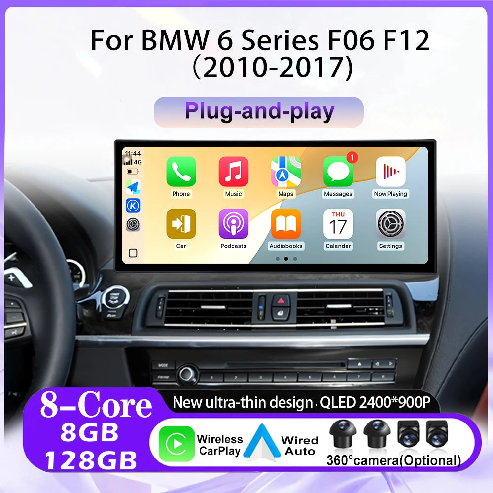 QLED Car Radio For BMW 6 Series F06 F12 2010-2017 CIC NBT EVO System Android 16 Video Mult