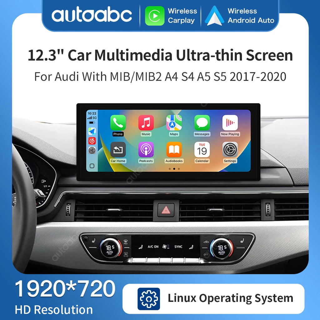 12.3'' Ultra-thin Multimedia Display Touch Screen For Audi A4 S4 A5 S5 2017-2020 MIB/MIB2  | AUTOKITSHOP