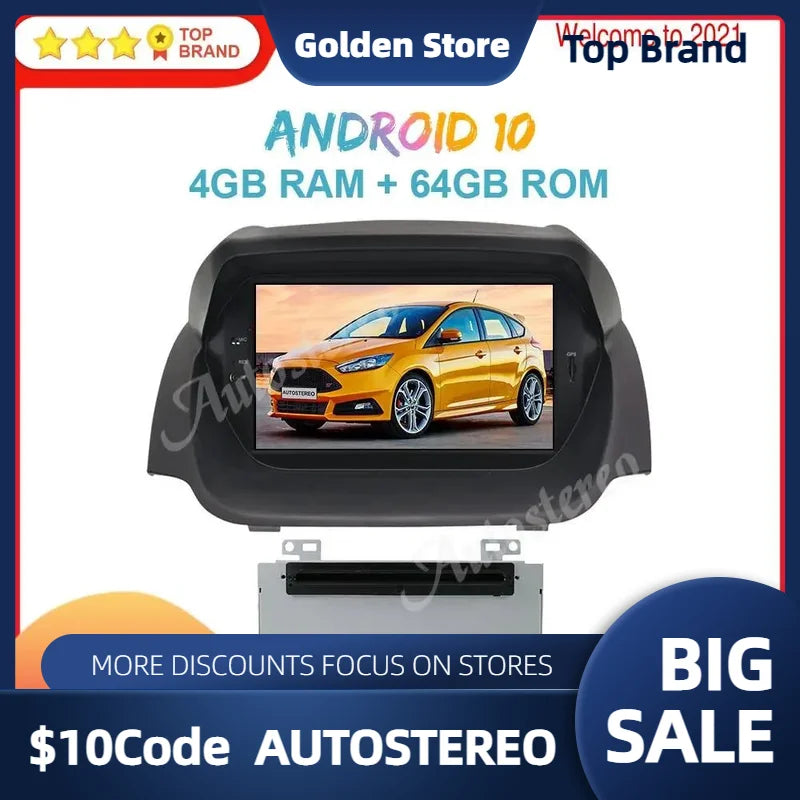 Android 14 DSP Car Radio GPS Navigation for Ford Fiesta 2013-2017 Auto Stereo Multimedia P