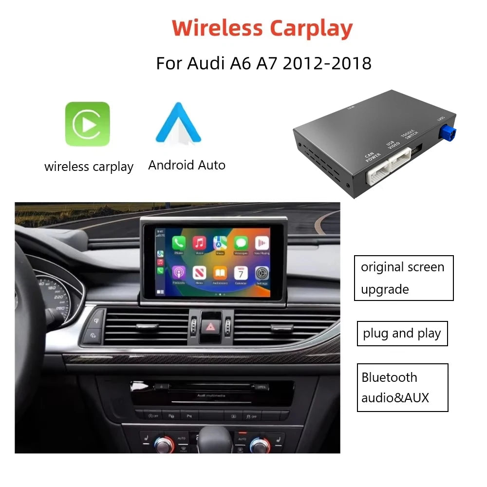 Wireless CarPlay For Audi A6 A7 2012-2018 Android Auto Interface Bluetooth Audio Rear Came