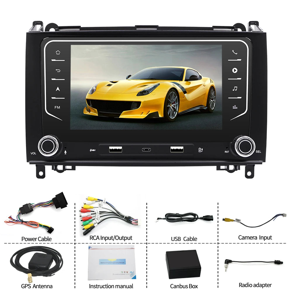 7" Car Radio GPS for Mercedes-Benz 2002-2012 - Wireless CarPlay Android Auto Bluetooth Steering Control