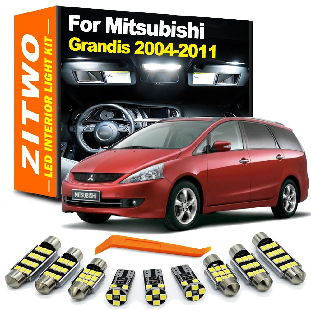 ZITWO 18Pcs Car Accessories LED Bulb Interior Dome Map Light Kit For Mitsubishi Grandis 2004 2005 2006 2007 2008 2009 2010 2011