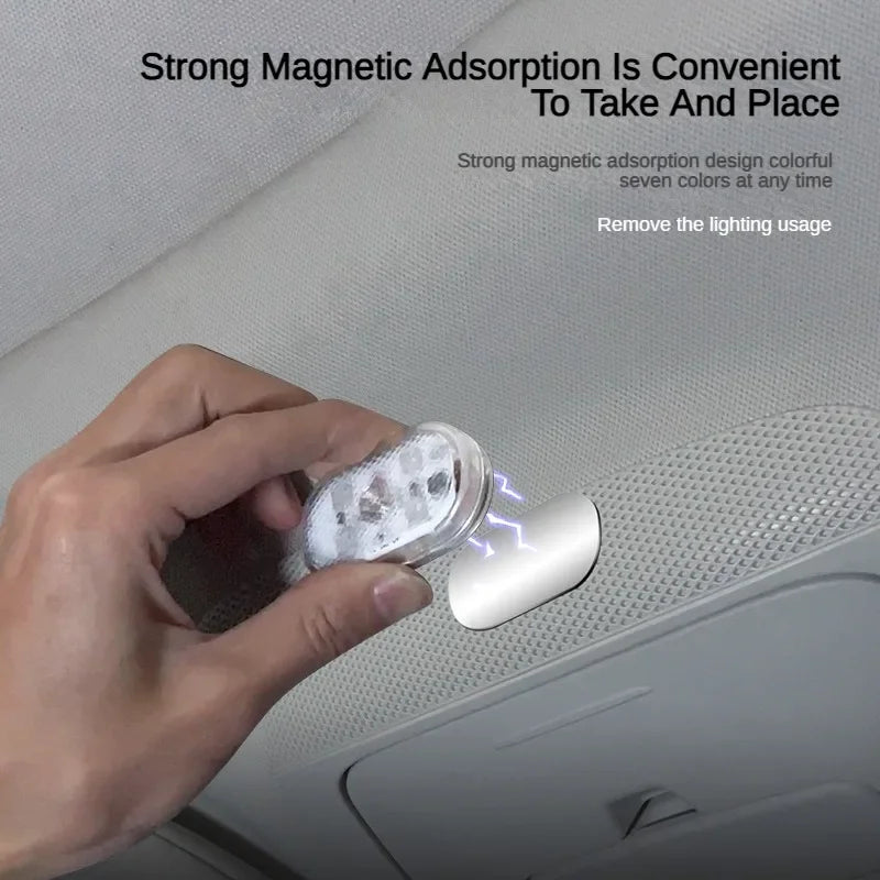 Car LED Touch Lights Wireless Interior Light Magnetic Auto Door Light Roof Ceiling Lamp Reading Lamp USB Rechargeable 5V