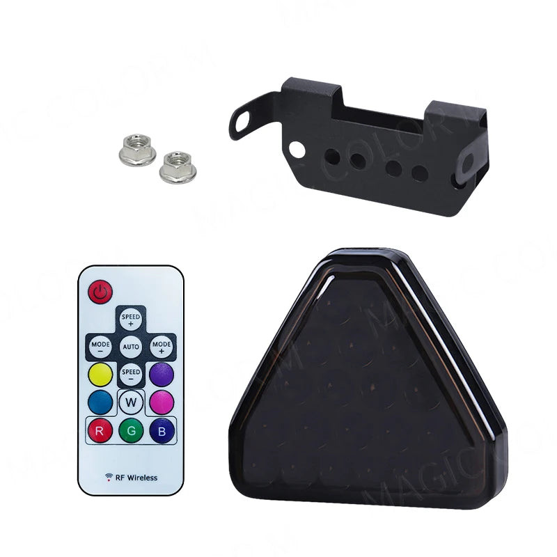 For F1 Style Motorcycle Car Pilot Lights Triangle Rear Brake Lamp Warning Strobe Stop Safe | AUTOKITSHOP