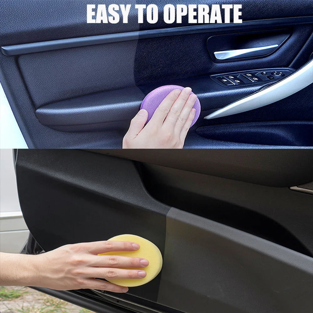 50ml Vehicle Plastic Trim Restorer Back To Black Gloss Renovator Polish Coating with Sponge for  - Automotive LED Light