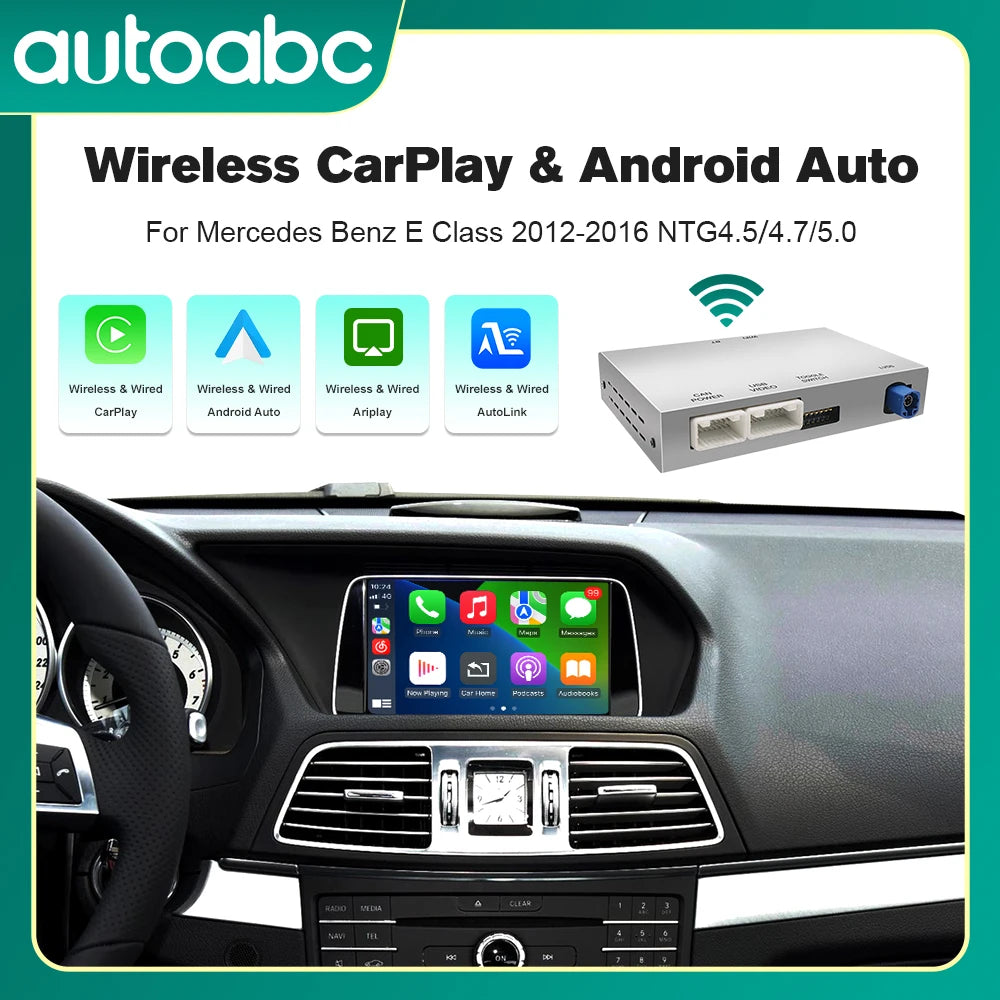 Wireless CarPlay Android Auto for Mercedes-Benz E-Class W212 E Coupe C207 NTG4.5/4.7 NTG5.