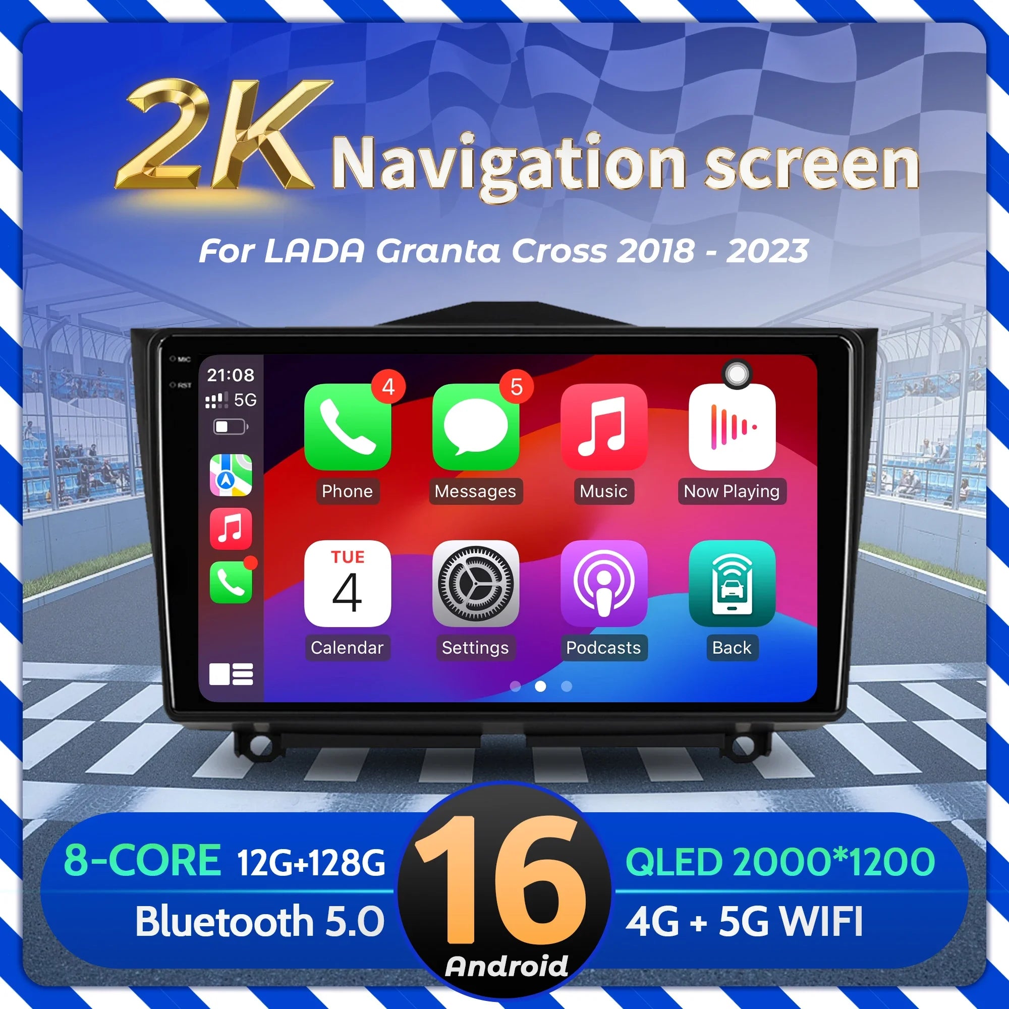 9 inch Car Radio Android 16 For LADA Granta Cross 2018-2023 BT Carplay Multimedia Navigati