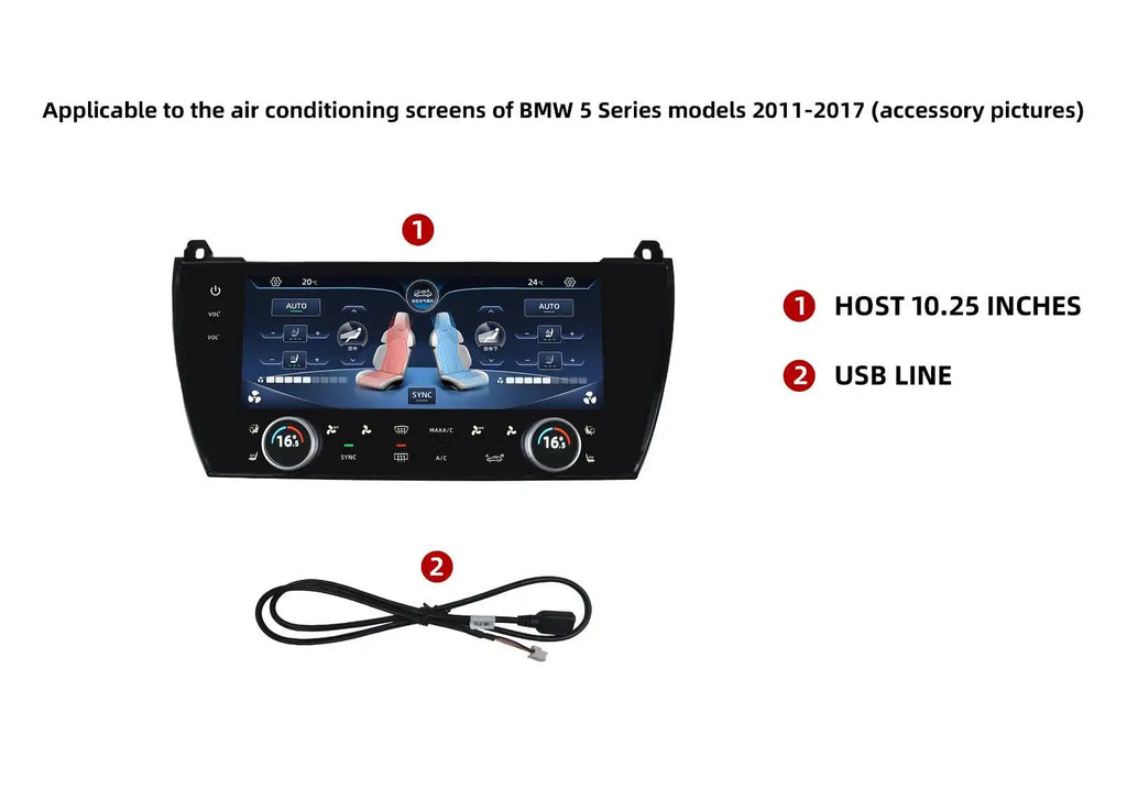 10.25 Inch Car Air Conditioning HD Large Screen For BMW 5 Series F10 F11 F18 2011-2017 LCD
