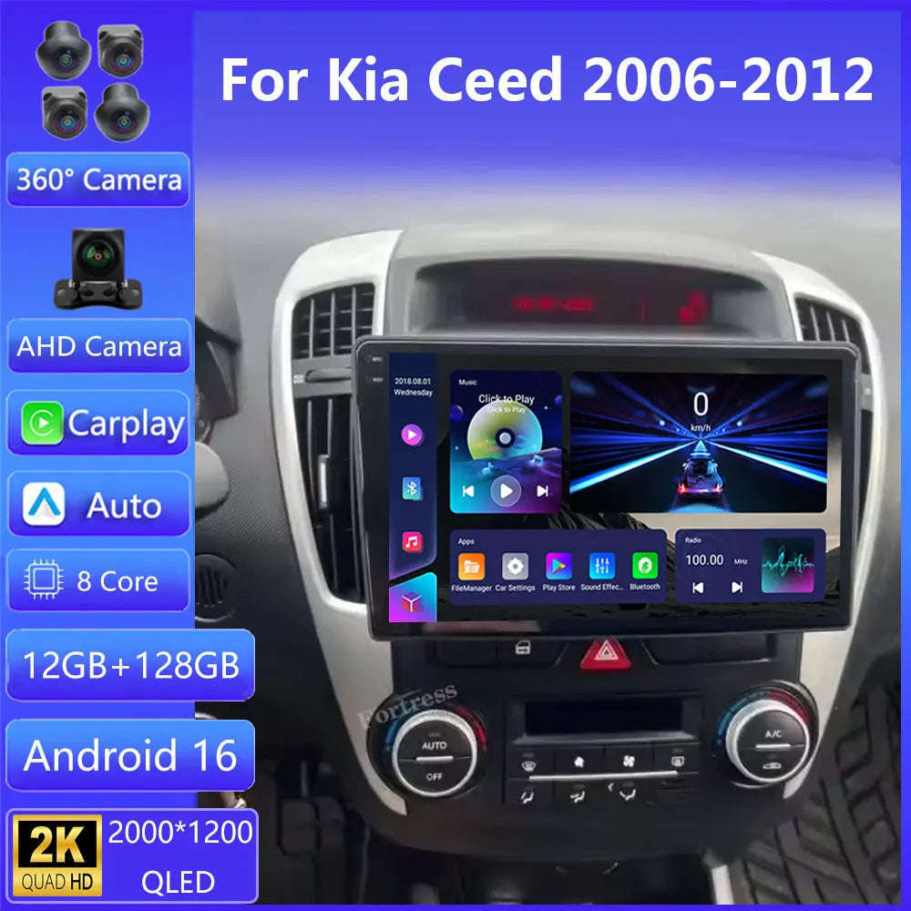 For Kia Ceed ED 2006 - 2012 Android 16 Carplay Auto Car Radio Multimedia Video Player Navi