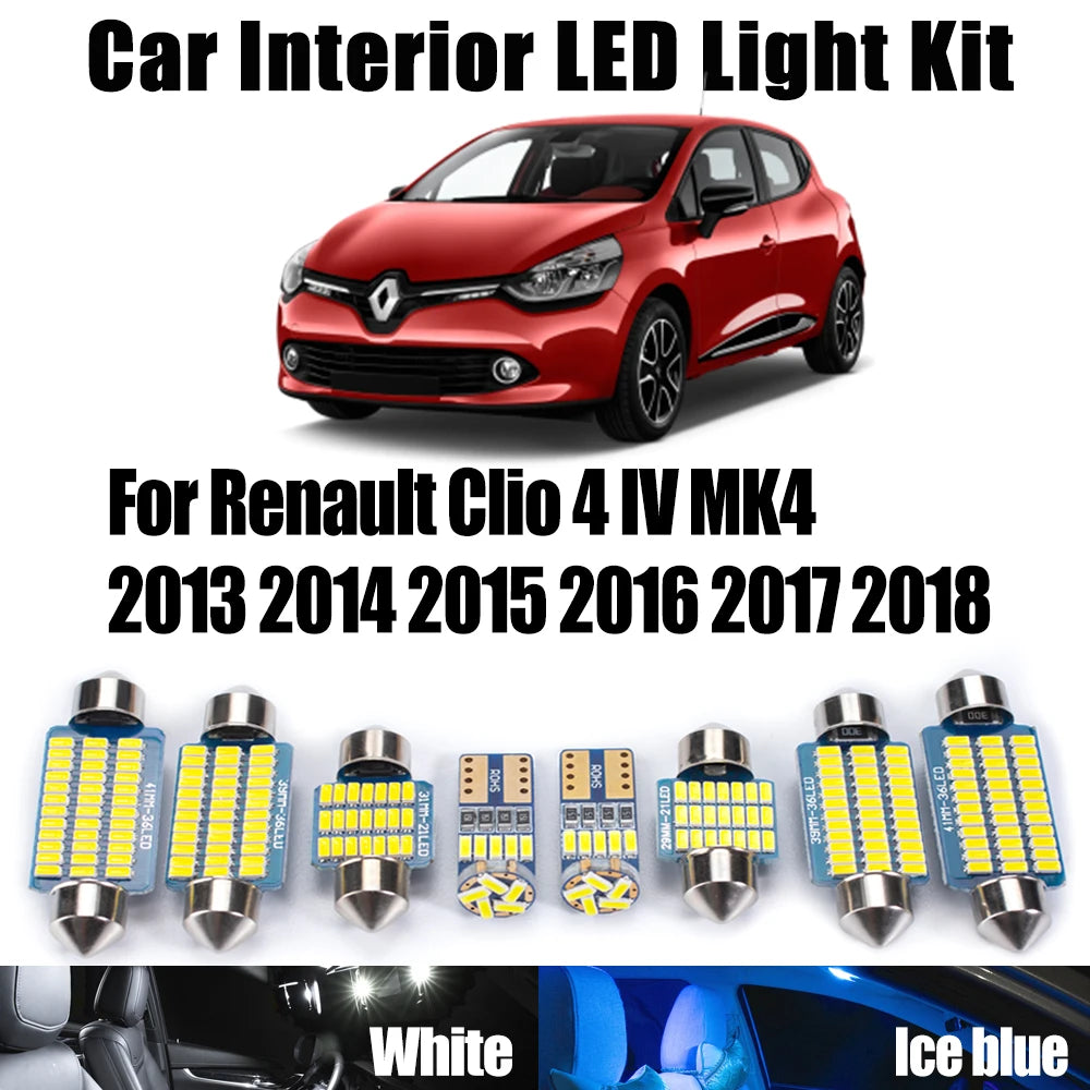 8-Piece LED Interior Light Kit for Renault MK4 2013-2015 - Canbus Error-Free Interior Bulbs