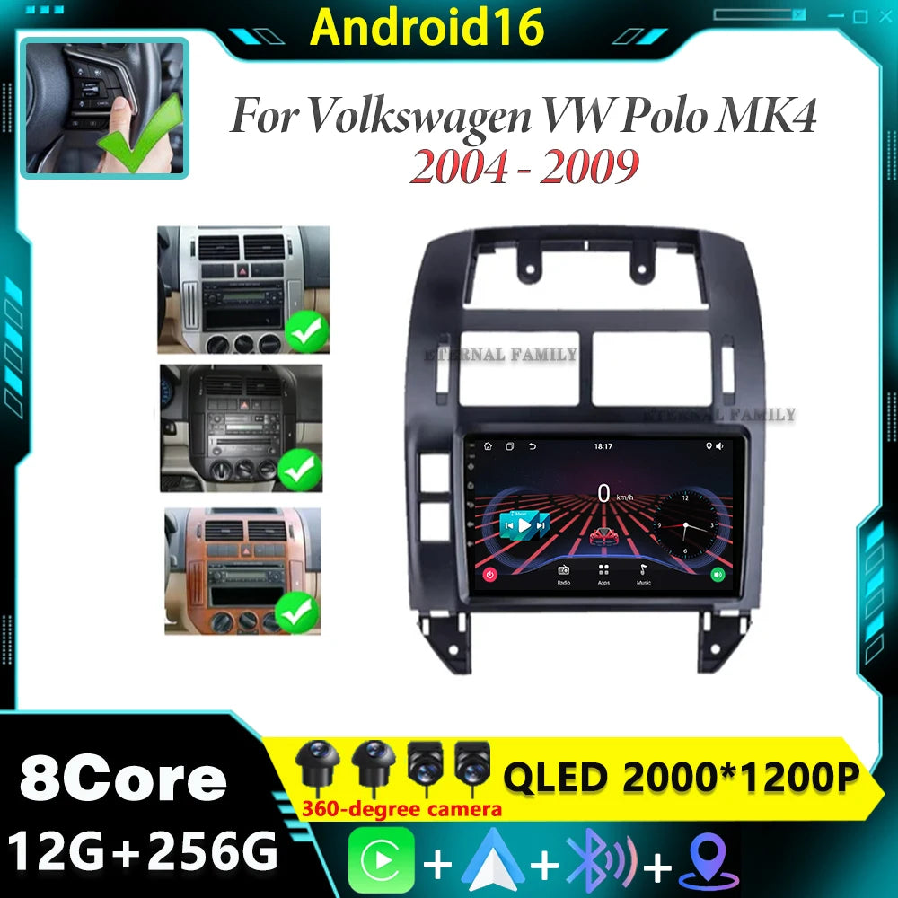 Car Radio Android 16 For Volkswagen VW Polo MK4 6Q 9N 9N3 2004- 2009 Auto Multimedia Video