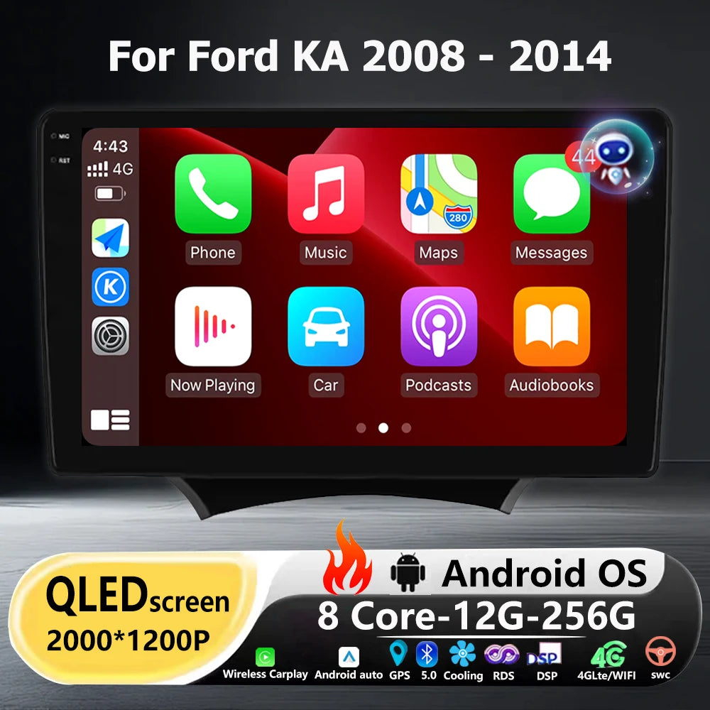 Car Radio Multimedia Video Player GPS Navigation Tools For Ford KA 2008- 2014 Android 16 A