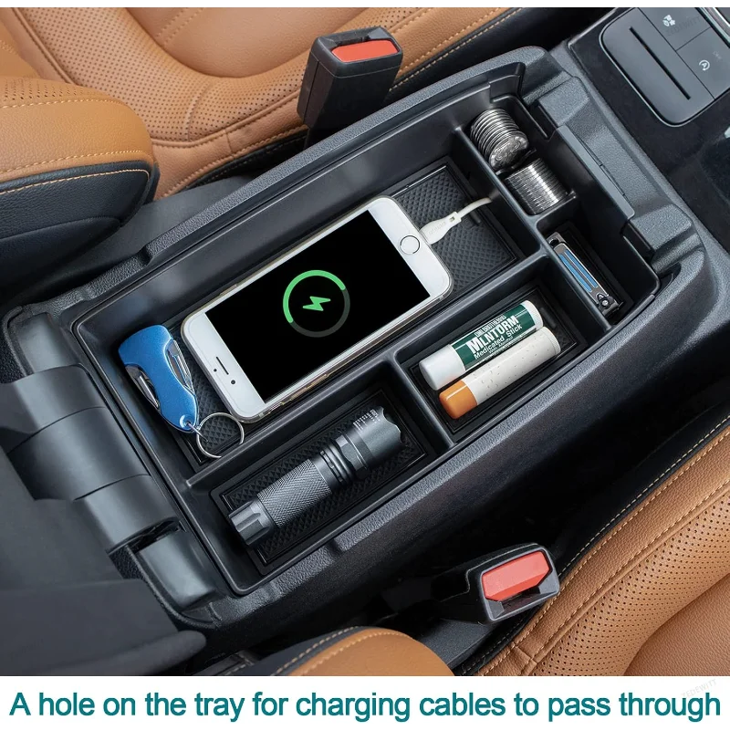 For Ford Focus Bronco Multi-Function Layered Center Console Armrest Storage Organizer Case Car I - Automotive LED Light