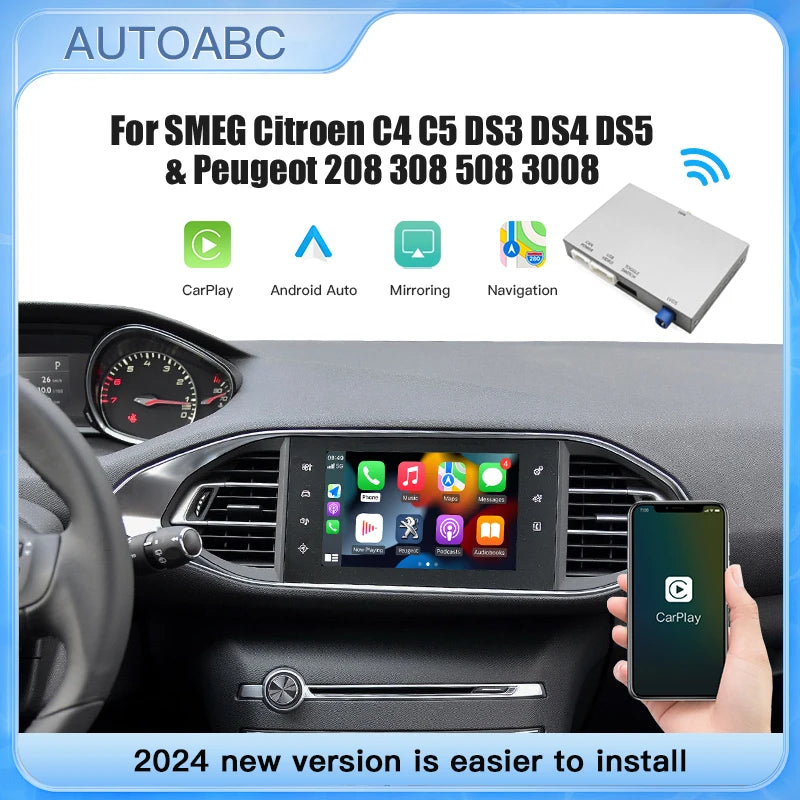 Wireless Carplay Android Auto pour KIT For Cristaux SMEG Picasso C4 C5 DS4 DS3 DS5 308 508