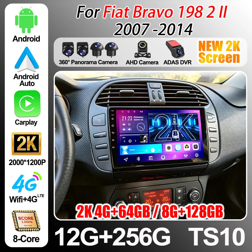 Android 16 For Fiat Bravo 198 2 Ii 2007-2014 Car Radio Multimedia Video Player Gps Stereo  | AUTOKITSHOP
