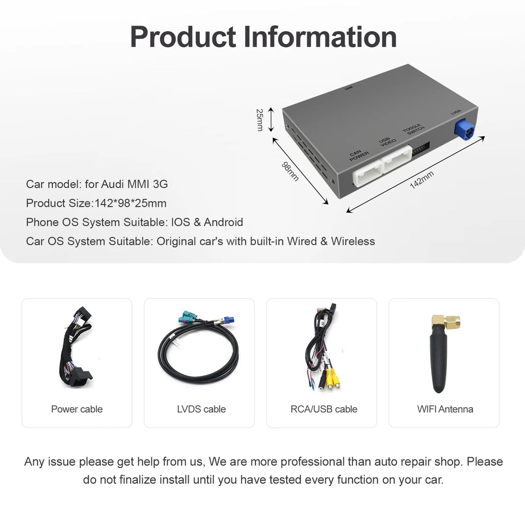 Wireless CarPlay for Audi, automatic Android interface for Audi A3, 8V, Q2, 8P, 2013-2018,