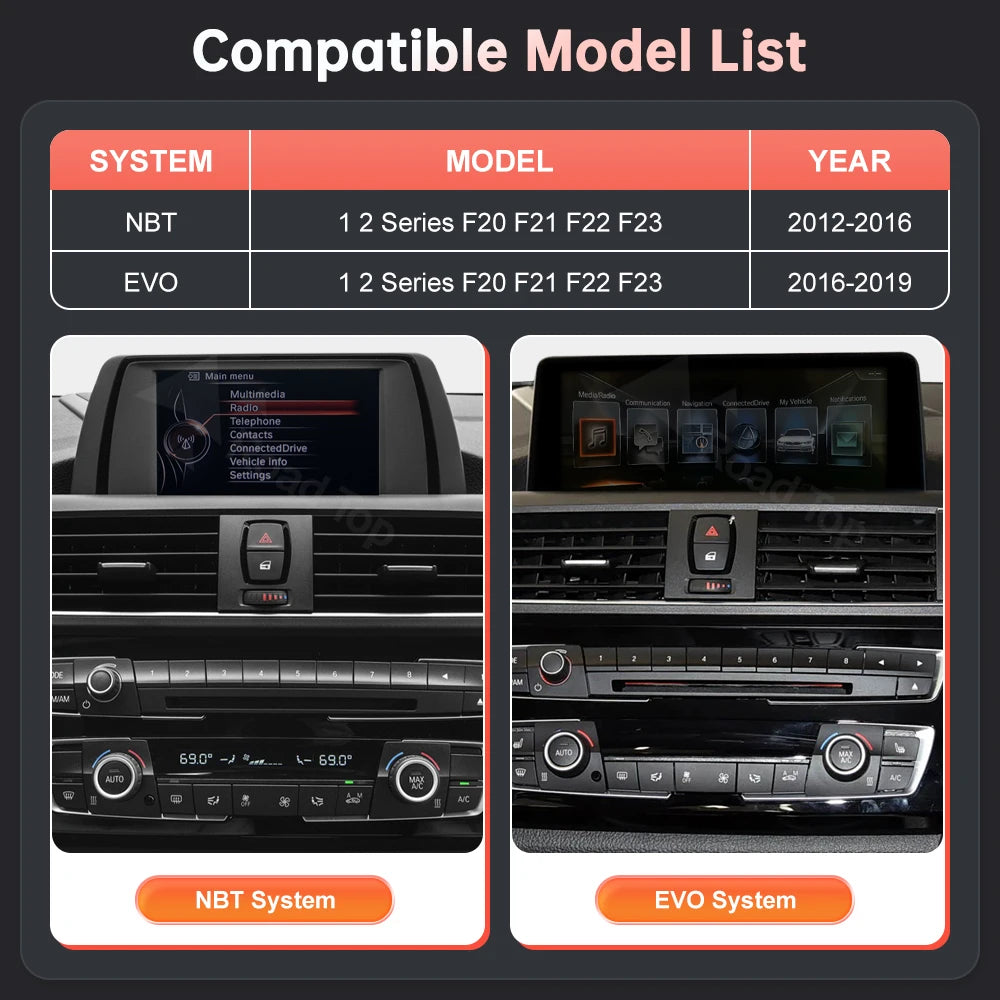 12.3'' Linux Touch Screen Car Multimedia Display Wireless Carplay Android Auto For BMW 1 2 | AUTOKITSHOP