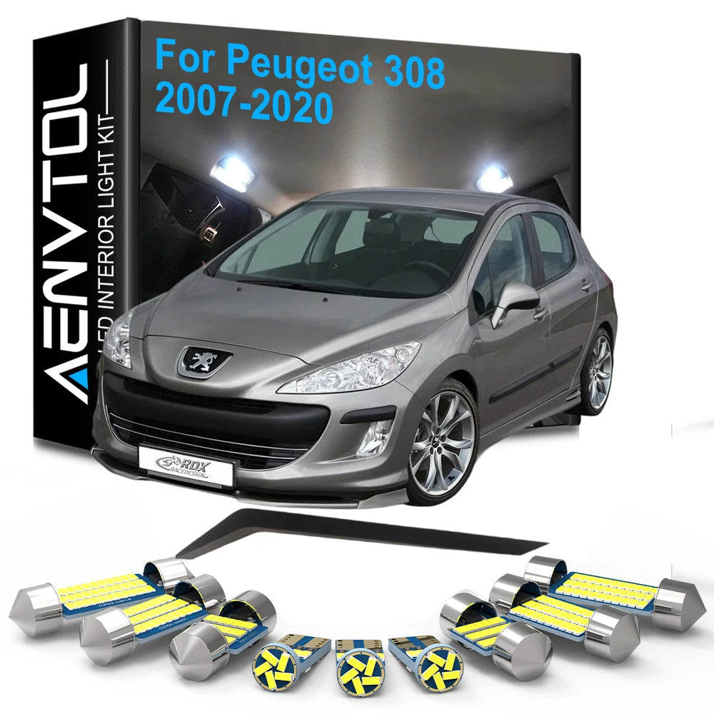 14-Piece LED Interior Light Kit for Peugeot MK1 MK2 2007-2016 - Canbus Error-Free Interior Bulbs