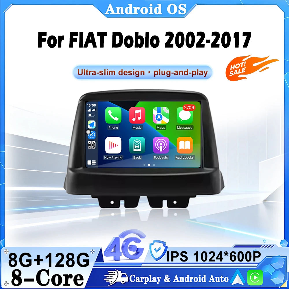 7" For FIAT Doblo 2002-2017 DSP HD Screen Android16 Auto Car Radio Video Stereo Player GPS