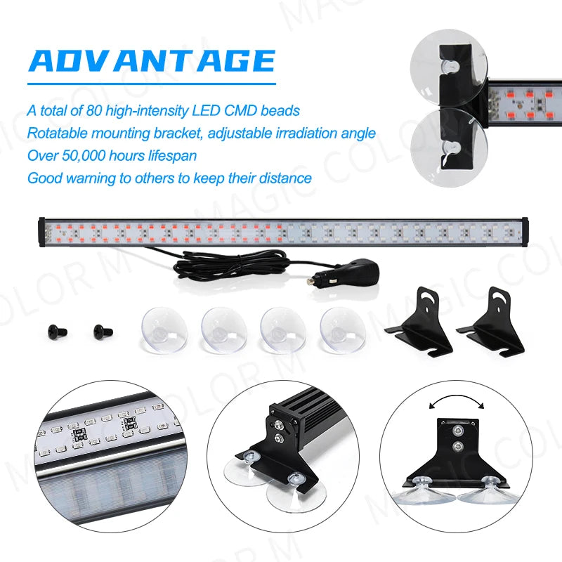 LED Strobe Police Lights For Auto Emergency Grill Warning Lamp 80 led Windshield Bar Traff | AUTOKITSHOP