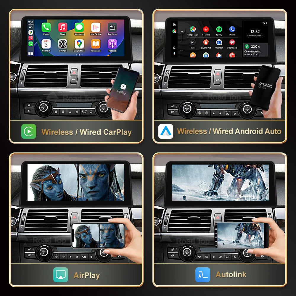 RoadTop Wireless CarPlay For BMW X5 X6 E70 E71 2007-2013 CCC CIC Multimedia Display Touch