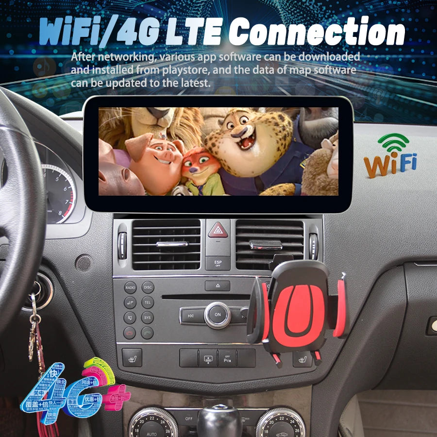 CARPLAY For Benz C class W204 S204 C230 C180 C200 C260 C300 2008 GPS Stereo Android 13 Qle | AUTOKITSHOP