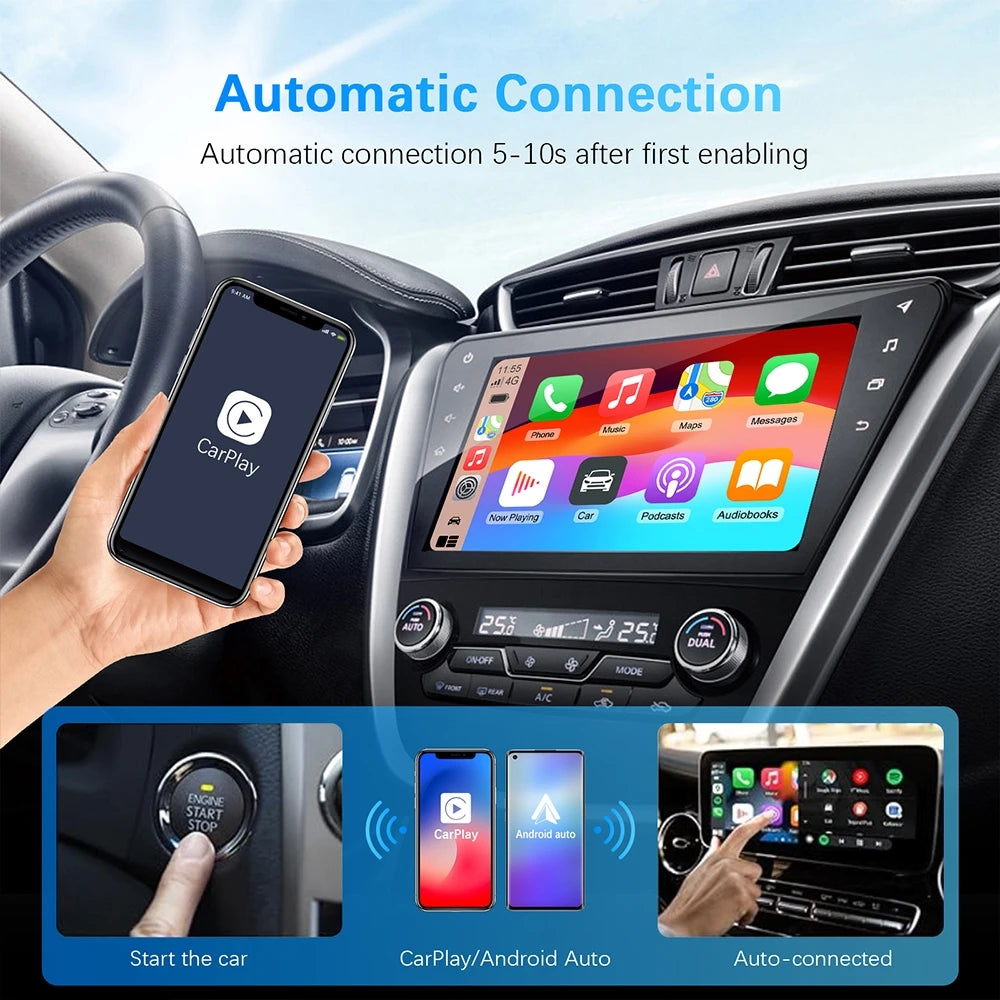 Wired to Wireless Carplay&Android Auto AI Box 2 in 1 Mini Adapter Plug And Play Dongle Fas | AUTOKITSHOP